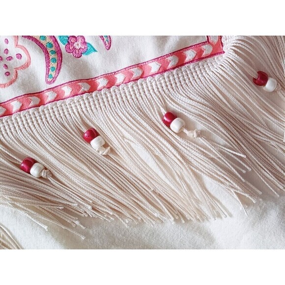 Hazelwood Southwestern Fashion Shirt Size Large Cream Made In USA Cowgirl Fringe - Picture 6 of 8